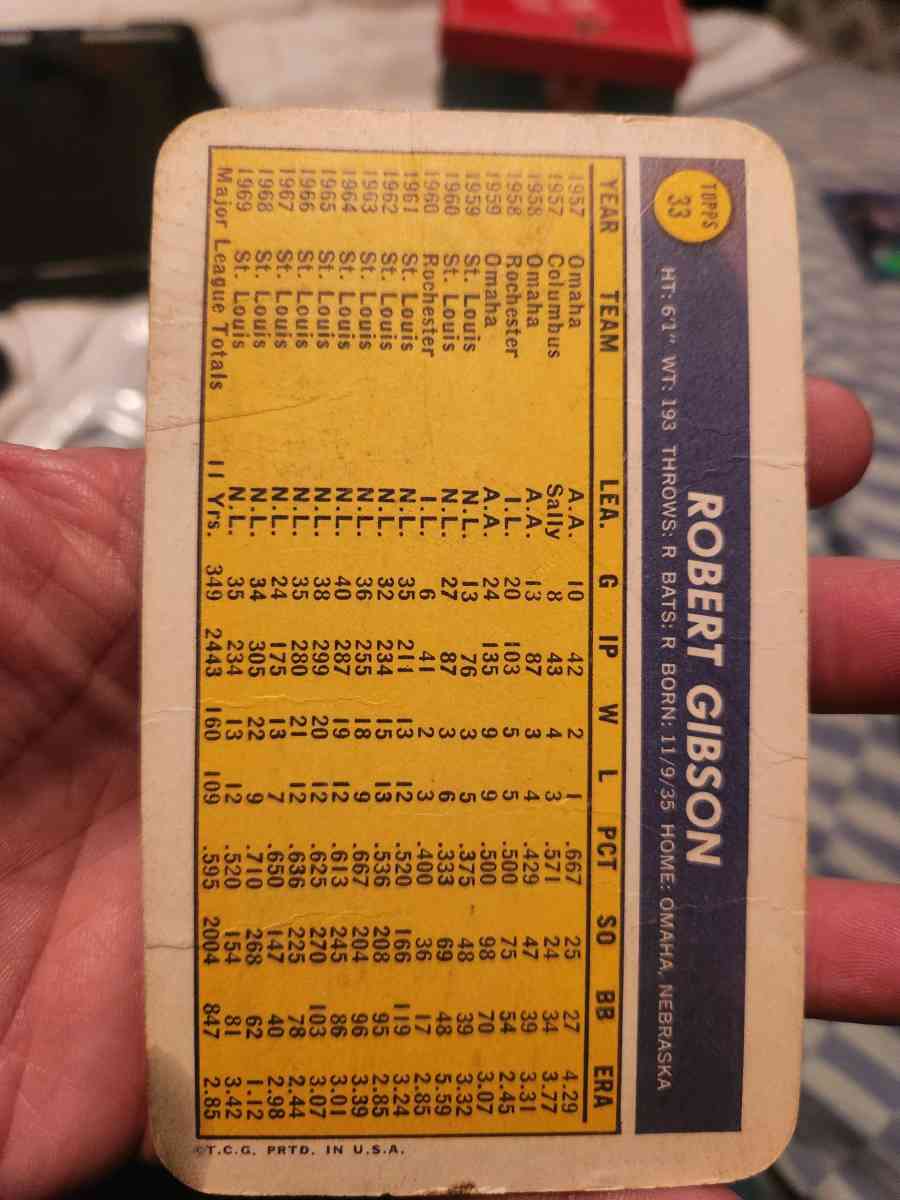 1970 Bob Gibson junbo card