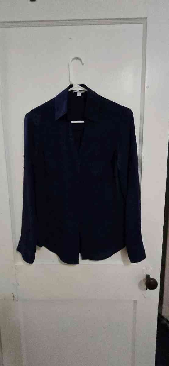 Navy Blue Button Down womens shirt