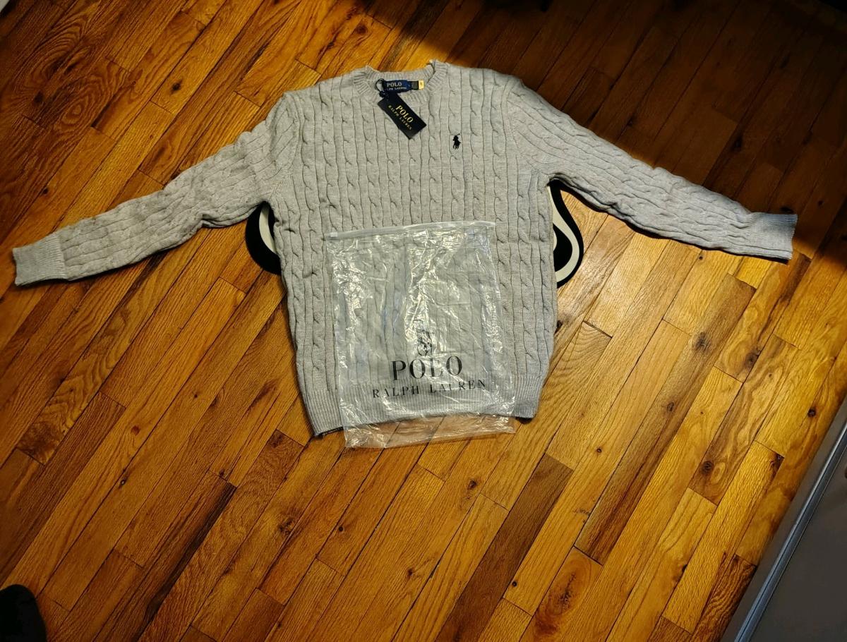 Polo Ralph Lauren Cable Knit Sweater Gray Size L - Farmingdale, New York