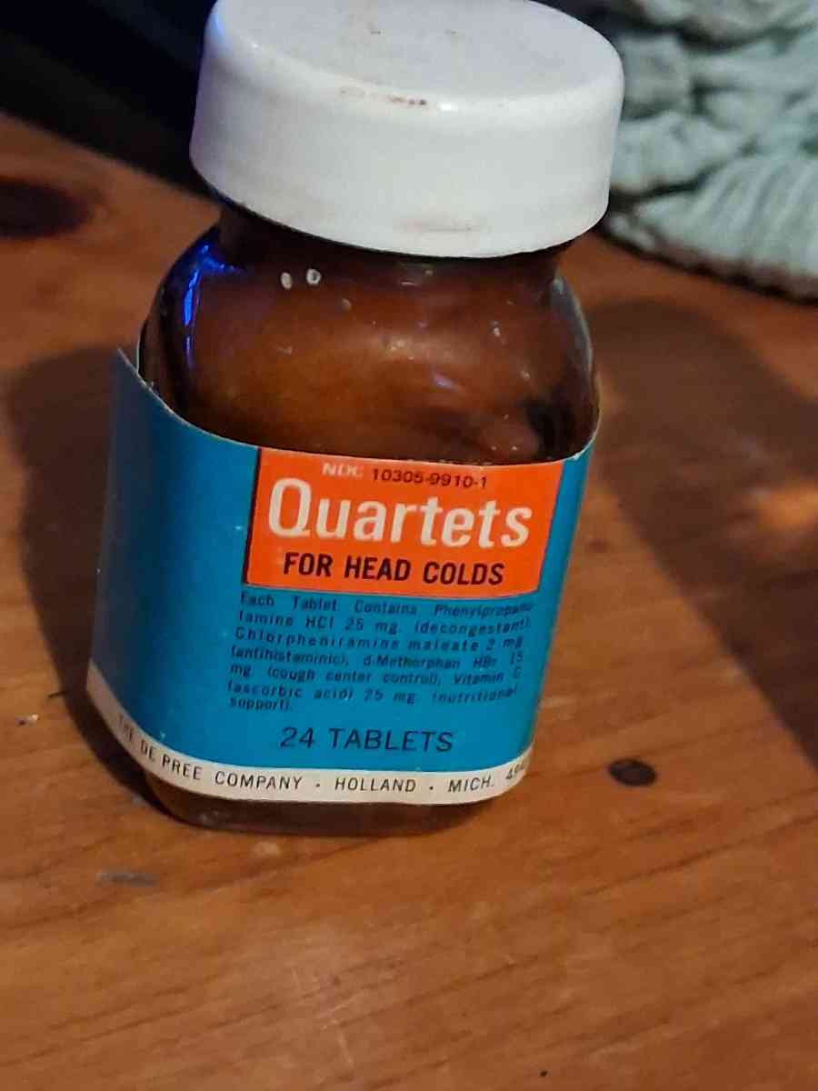 quarterlets caffeine pulls 1940s or 50s all pills in bottle