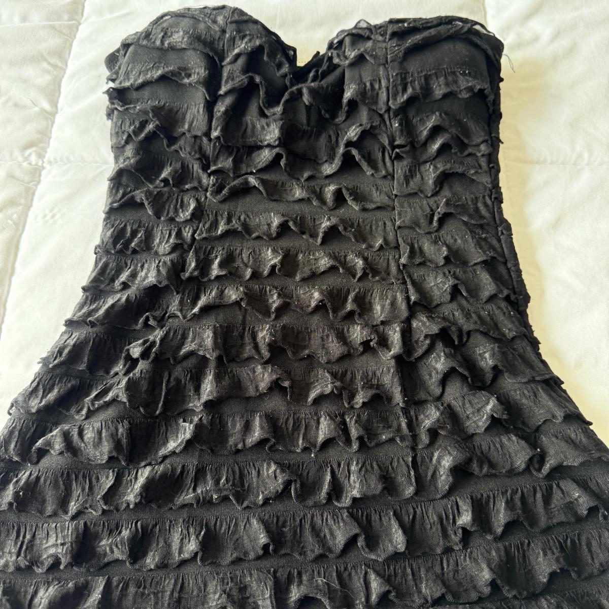 Charlotte Russe Black Strapless Ruffle Bustier Mini Top