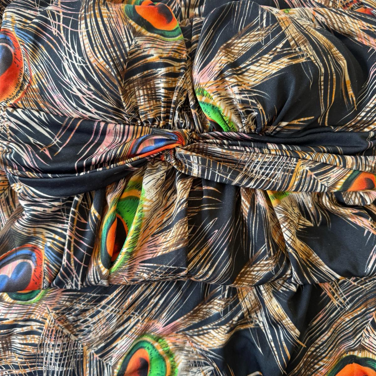 Poetry Boho Strapless Peacock Feather Maxi Dress with Padded - Los Angeles, California - FleaMarketBay