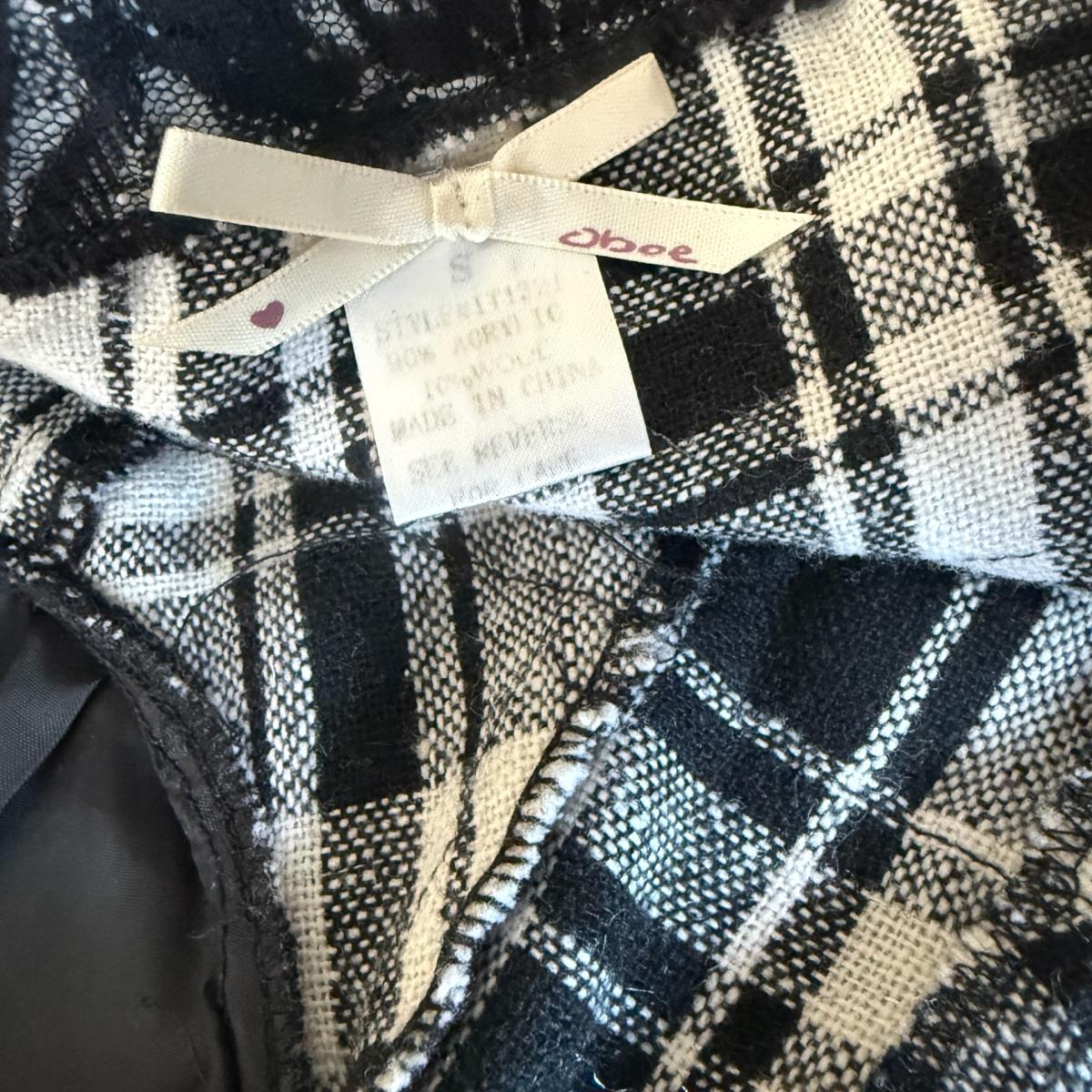 Y2K Black  White Plaid LaceTrim Bustier Corset Top Oboe  Si - Los Angeles, California - FleaMarketBay