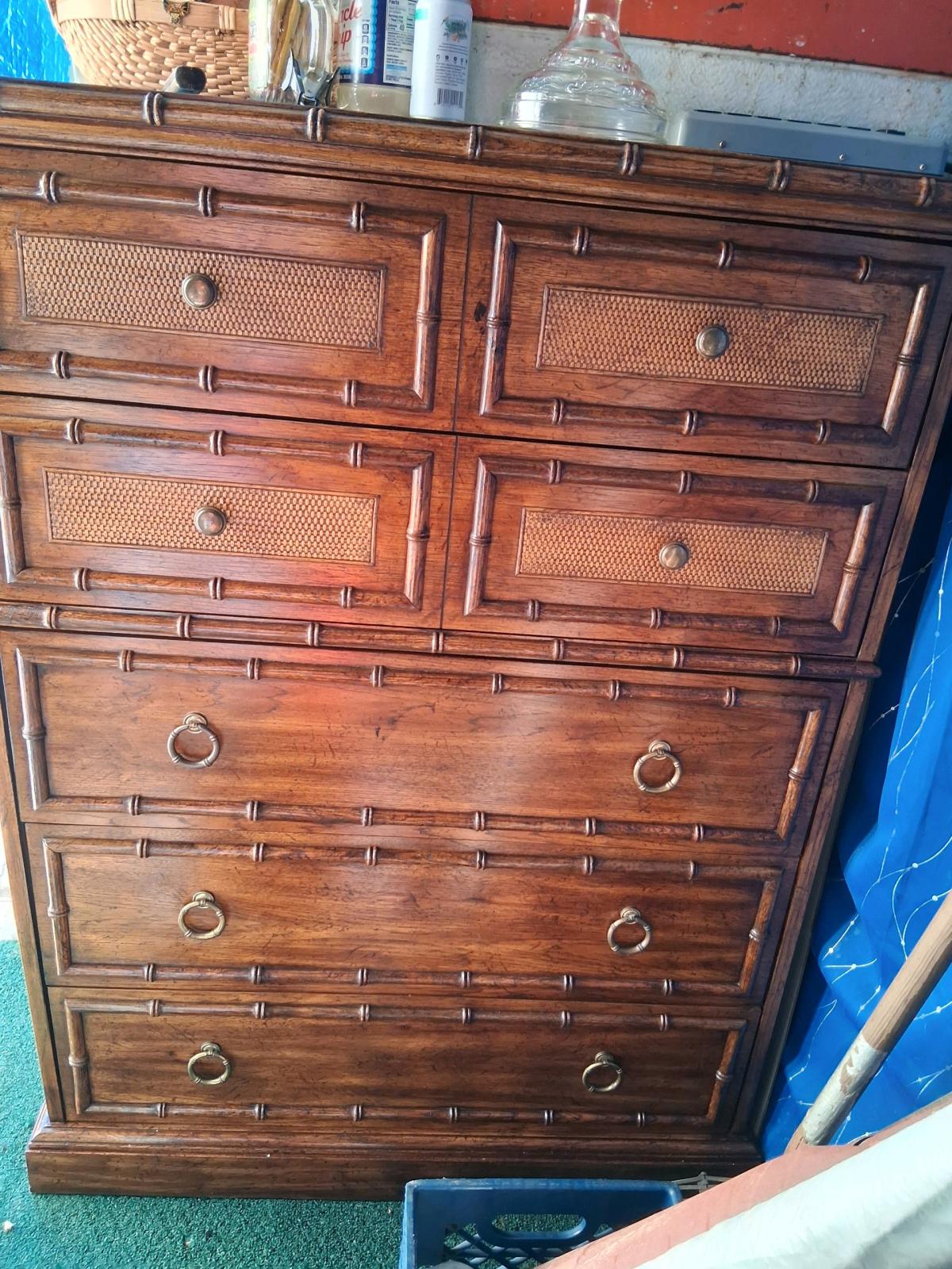 faux bamboo wood dresser