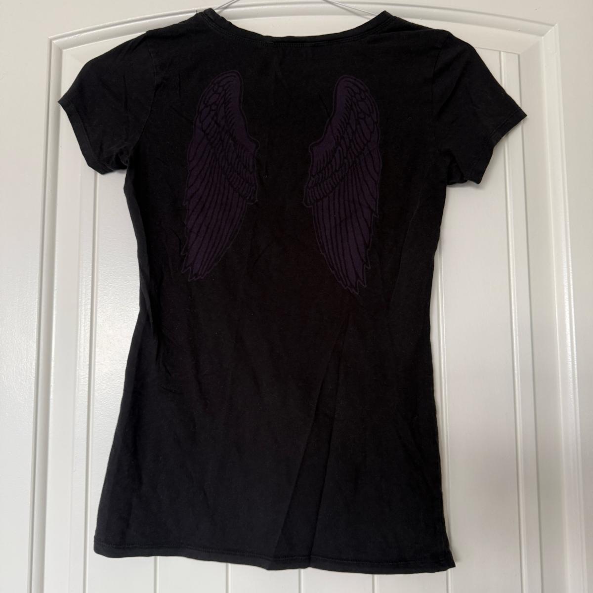 GUESS Jeans Womens Black Rhinestone Logo Graphic Tee Small Y