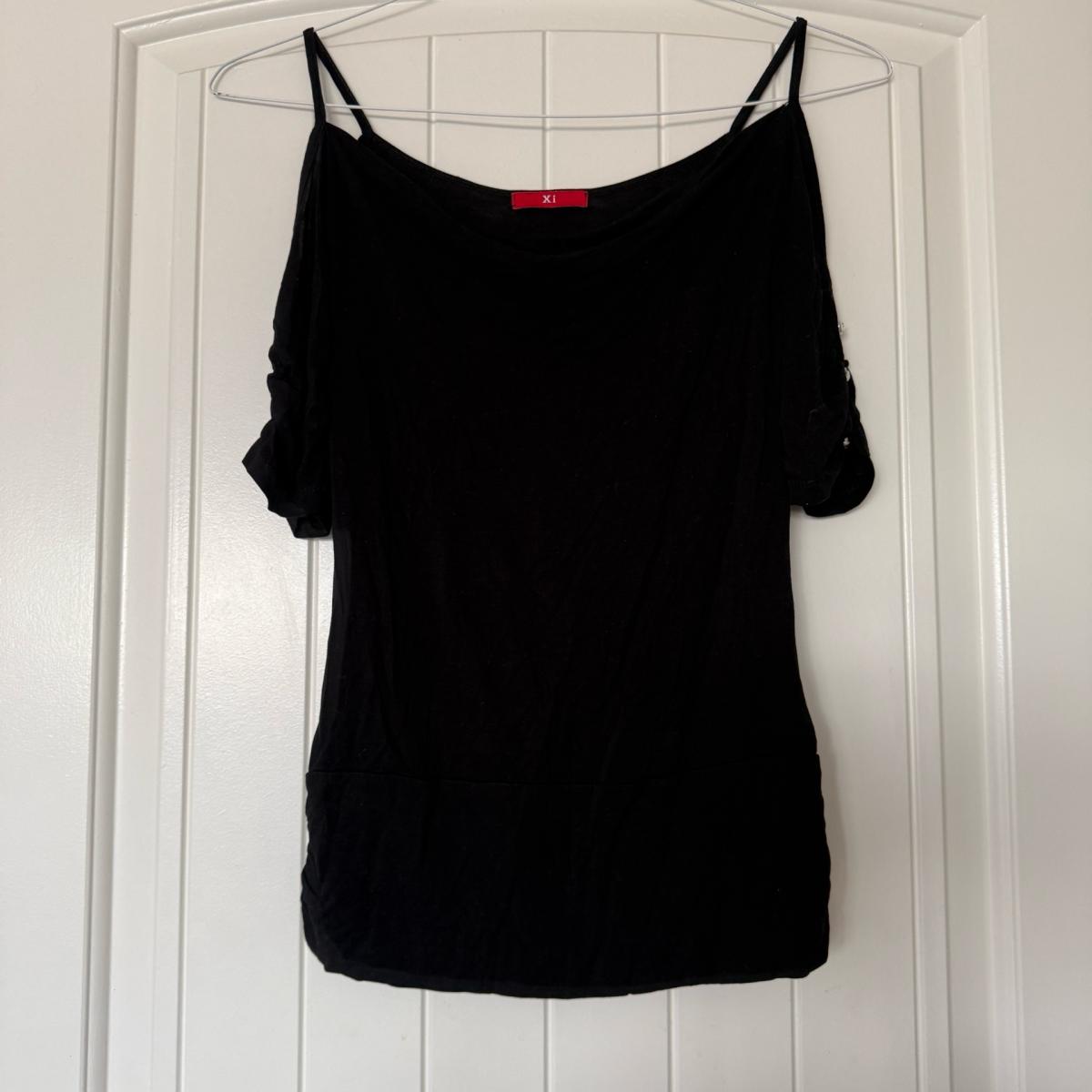 Black ColdShoulder Button Detail Top  Size Small