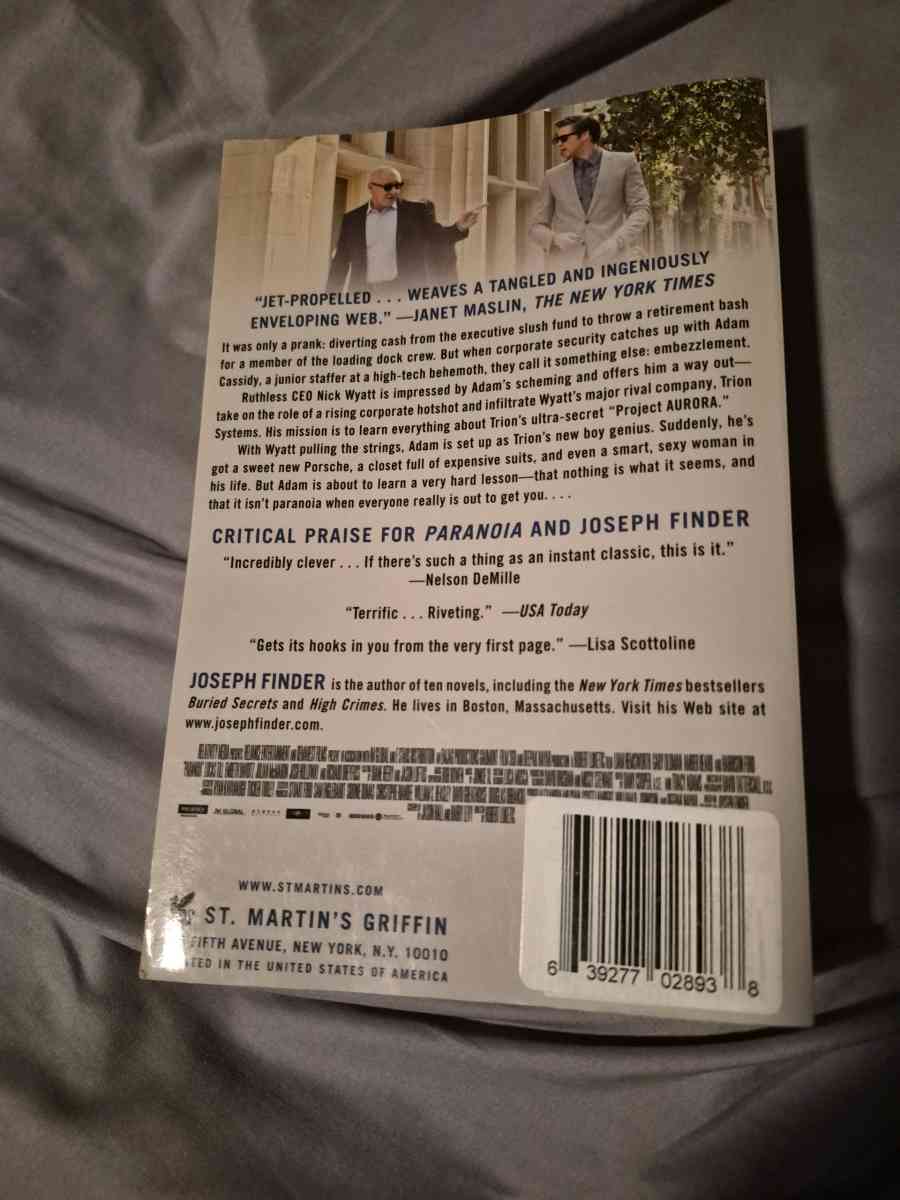 BRAND NEW COPY Of Paranoia by Joseph Finder