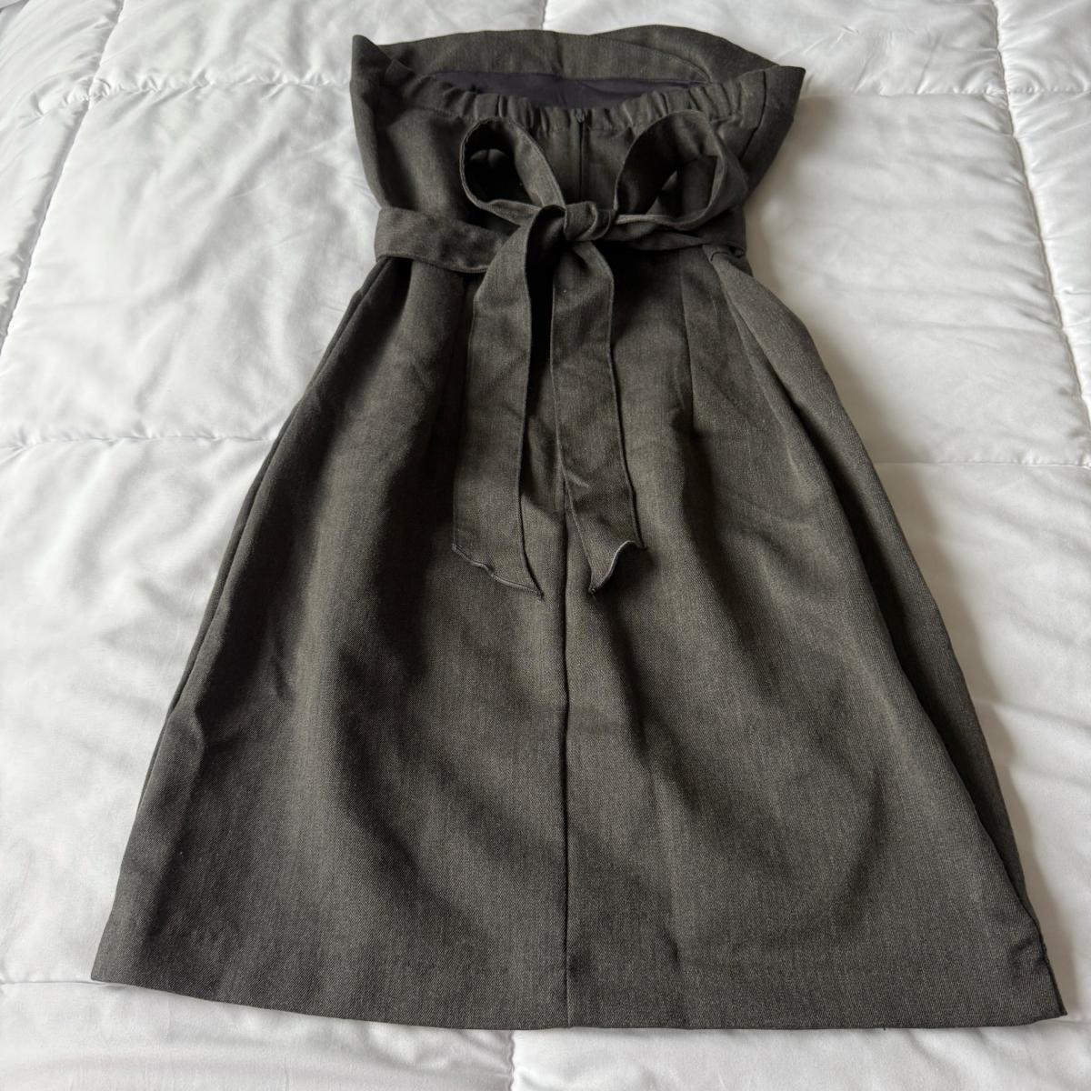 Strapless Charcoal Gray MilitaryInspired Dress with Gold Cre - Los Angeles, California - FleaMarketBay