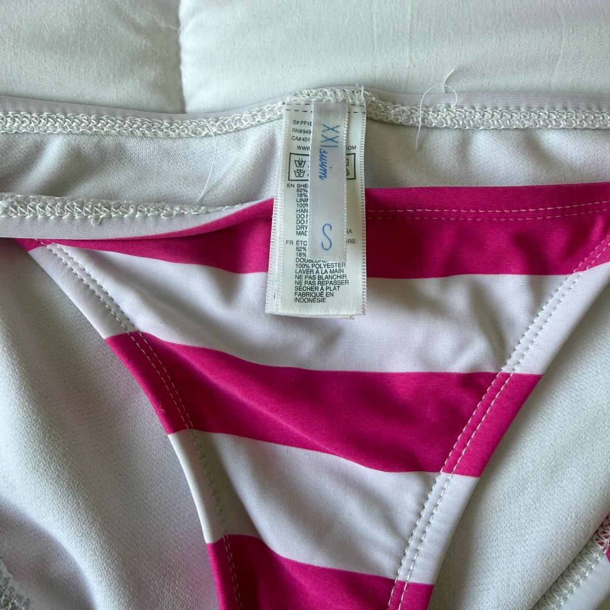 Forever 21 Pink  White Striped Triangle Bikini Set - Los Angeles, California - FleaMarketBay