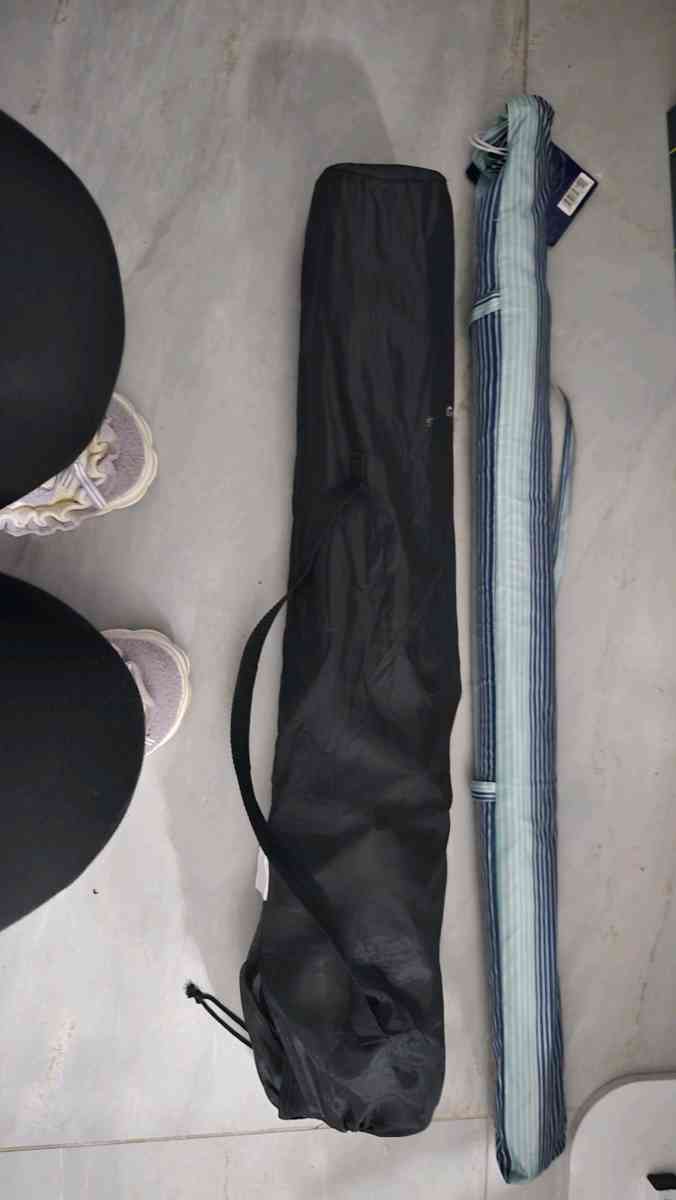 Beach Umbrella with Carrying Bag and chairs