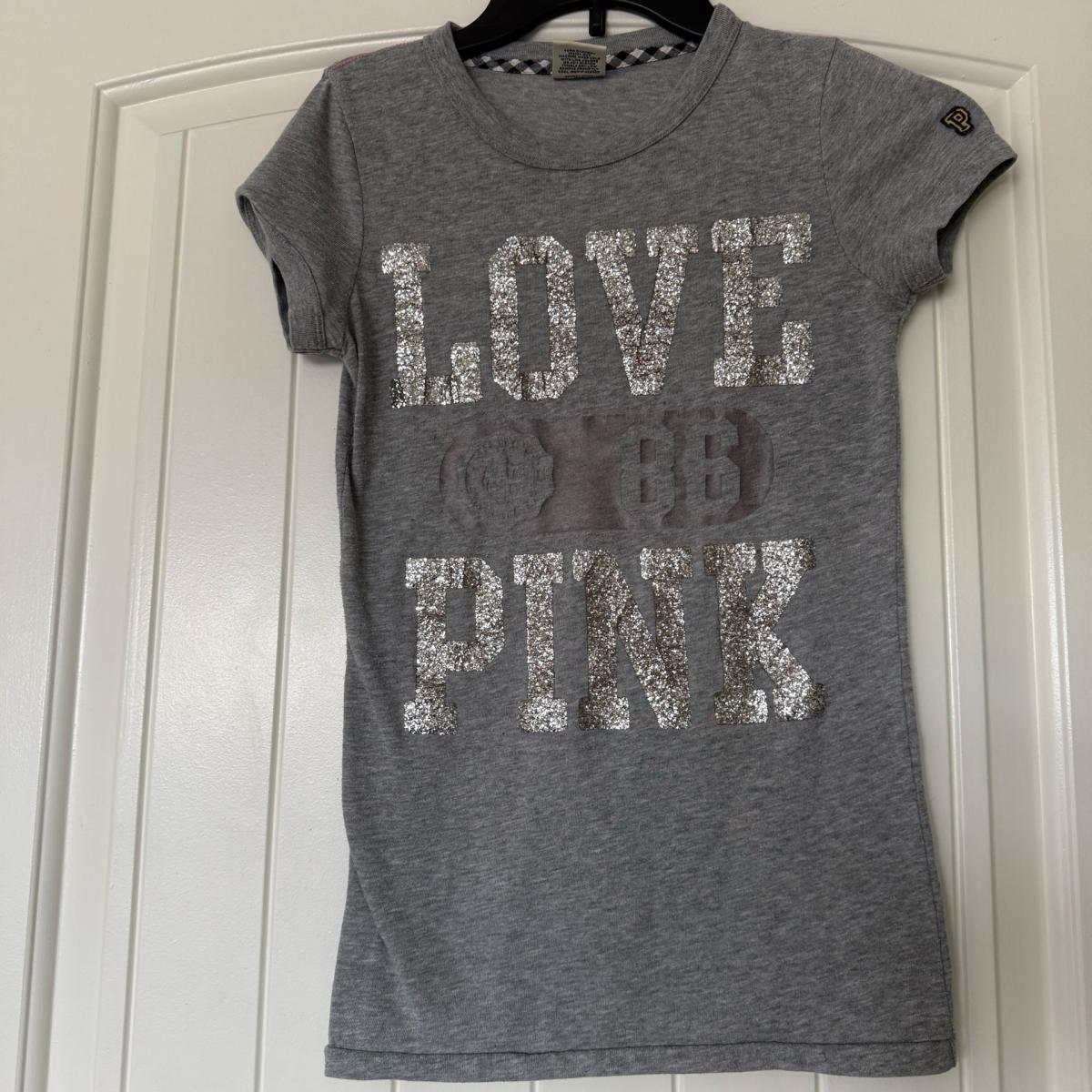 Y2K PINK Victorias Secret LOVE 86 Glitter Baby Tee XS - Los Angeles, California - FleaMarketBay