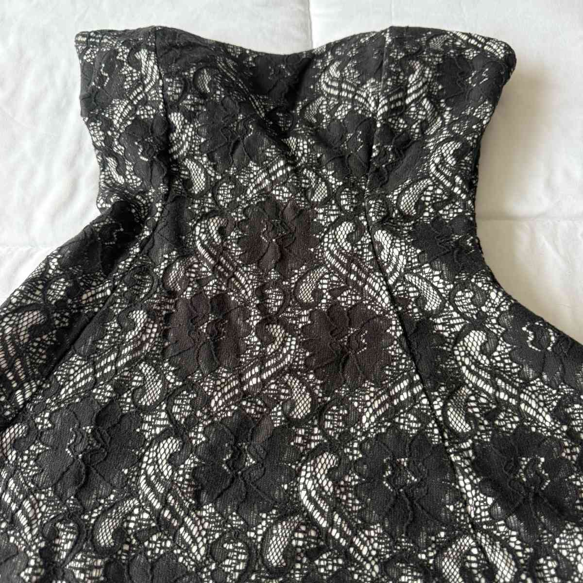 Love Culture Black Lace Strapless Padded Corset Peplum Top