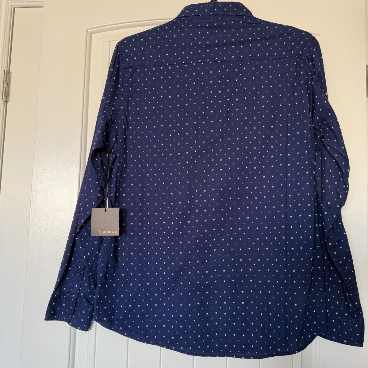 TWOGE Eye Logo Navy Star Print ButtonDown Shirt  Size XL