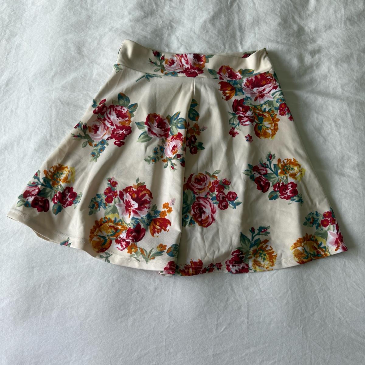 Romantic Floral Skirt  Cream with VintageInspired Rose - Los Angeles, California