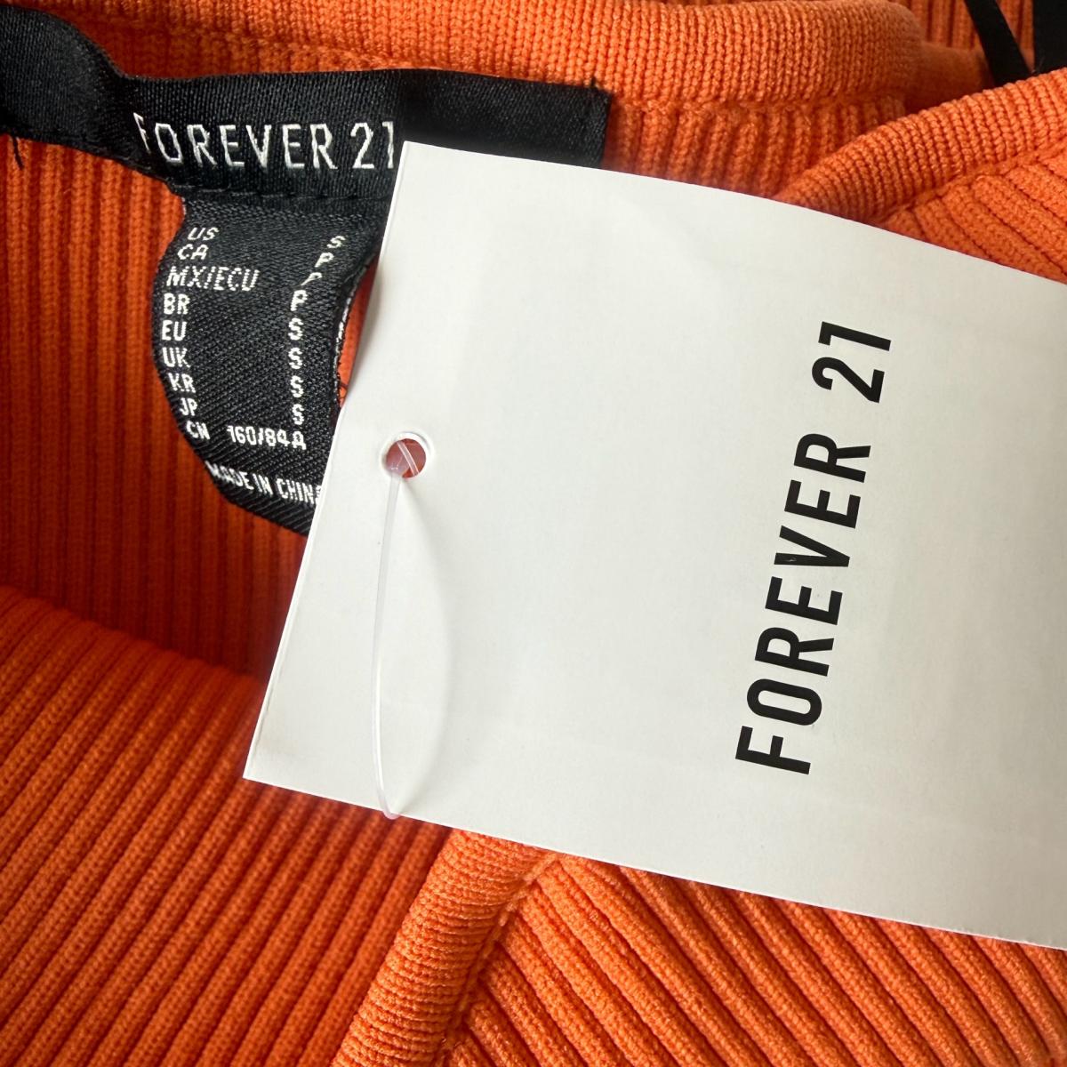 Forever 21 Ribbed Bodycon Midi Strapless Dress  Burnt Orang