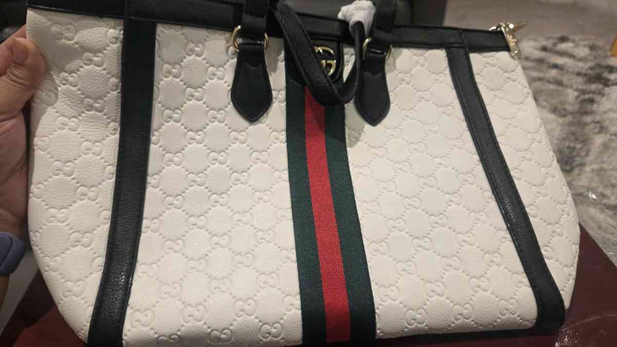 Designer Style White Tote Bag  New Condition