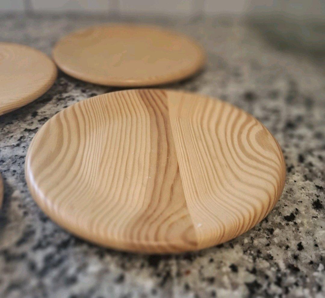 Rare  Sanbergs Nora Stad Sweden 4 Wooden Pine Plates - Tampa, Florida - FleaMarketBay