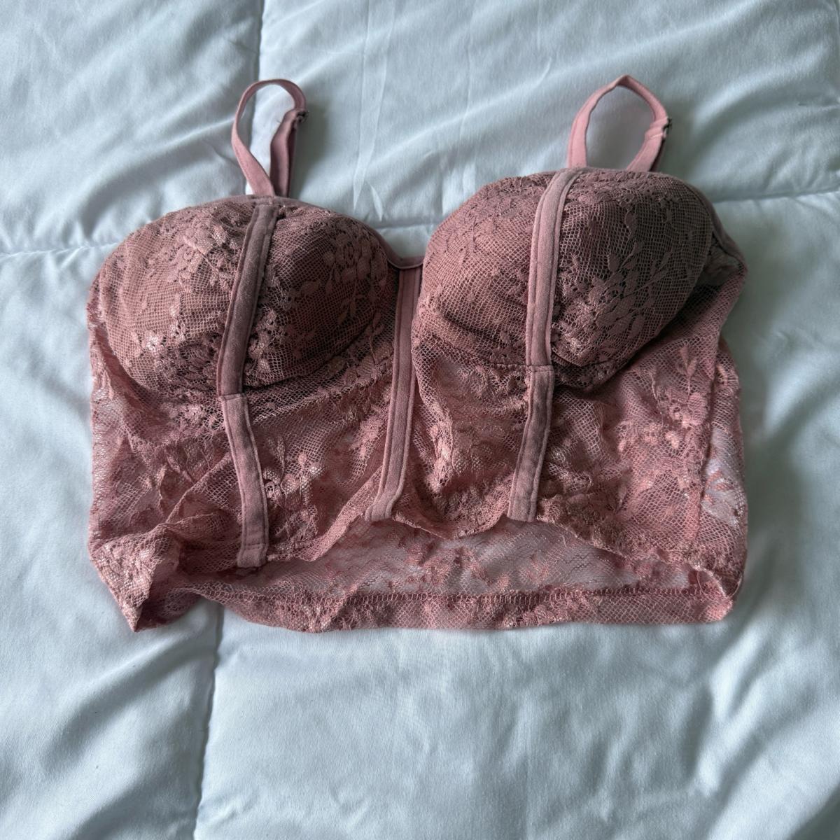 Dusty Rose Lace Longline Bralette  Size Small Papaya