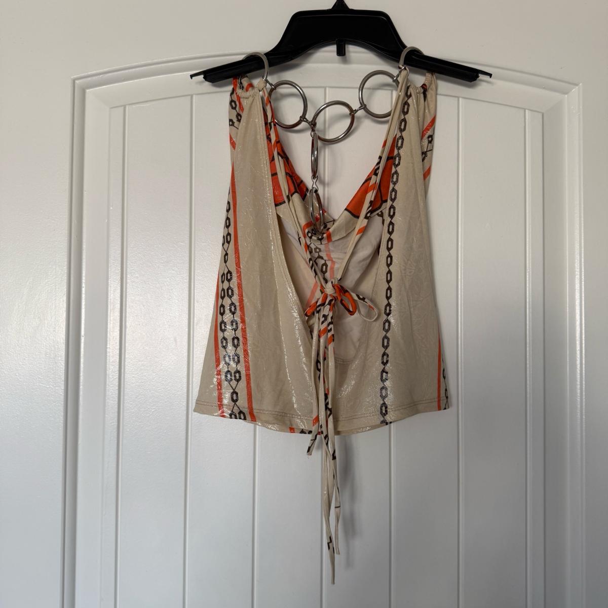 Y2K Backless ChainLink Halter Top with Oversized ORing Hardw - Los Angeles, California - FleaMarketBay