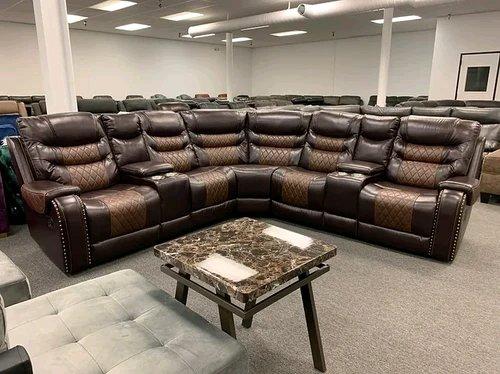 Brown Leather Sectional Recliner  New  Cup Holders  ONLY 53 - Miami, Florida - FleaMarketBay