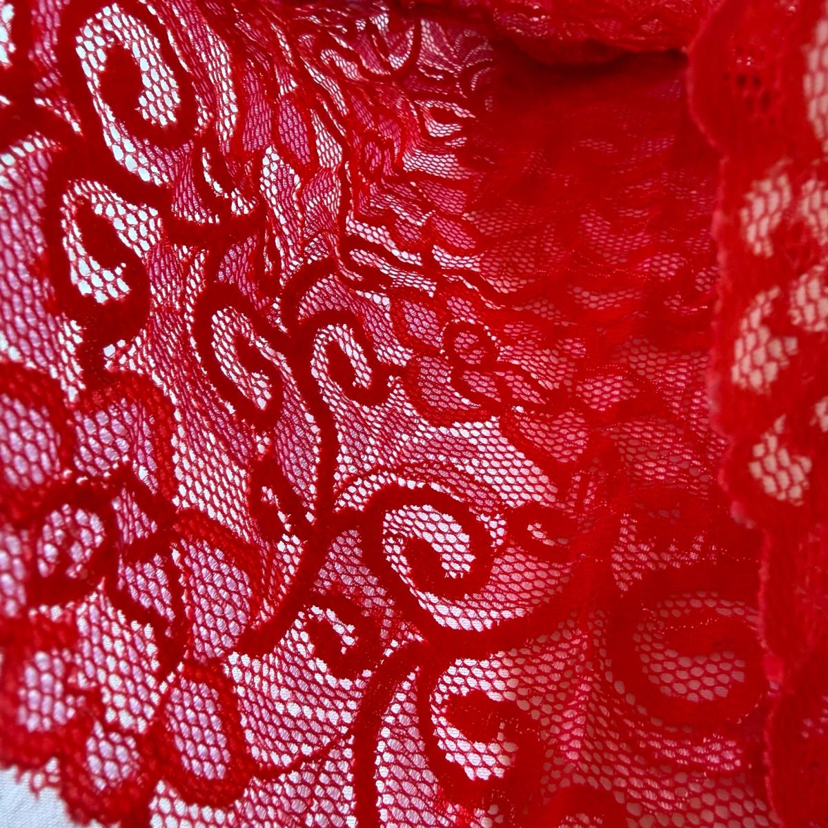 Red Floral Lace Halter Top  Sheer Plunge Babydoll  Romantic - Los Angeles, California - FleaMarketBay