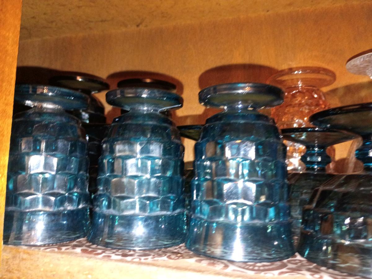 Rare Whitehall Rivera Blue Geometric Tea Glasses - Searcy, Arkansas - FleaMarketBay