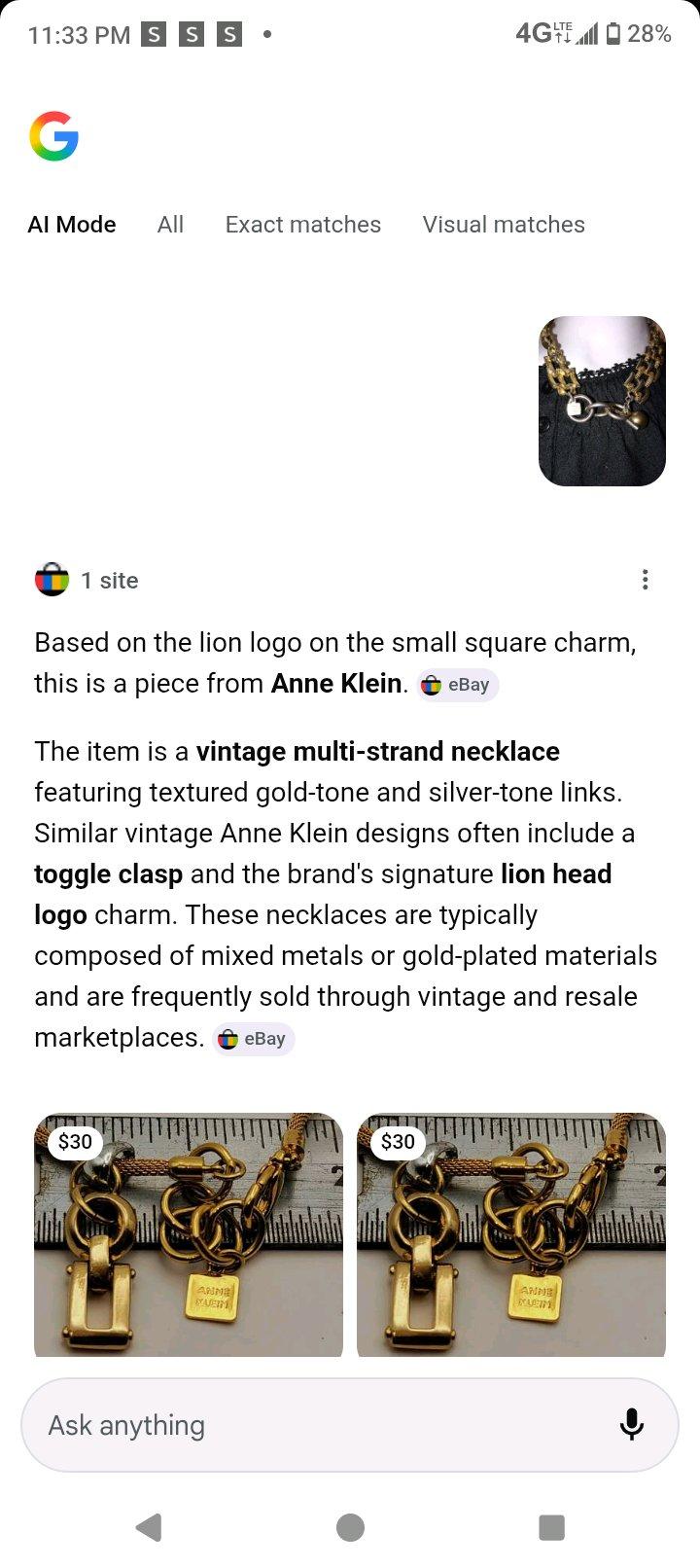 Anne Klein vintage statement necklace - Niles, Ohio - FleaMarketBay