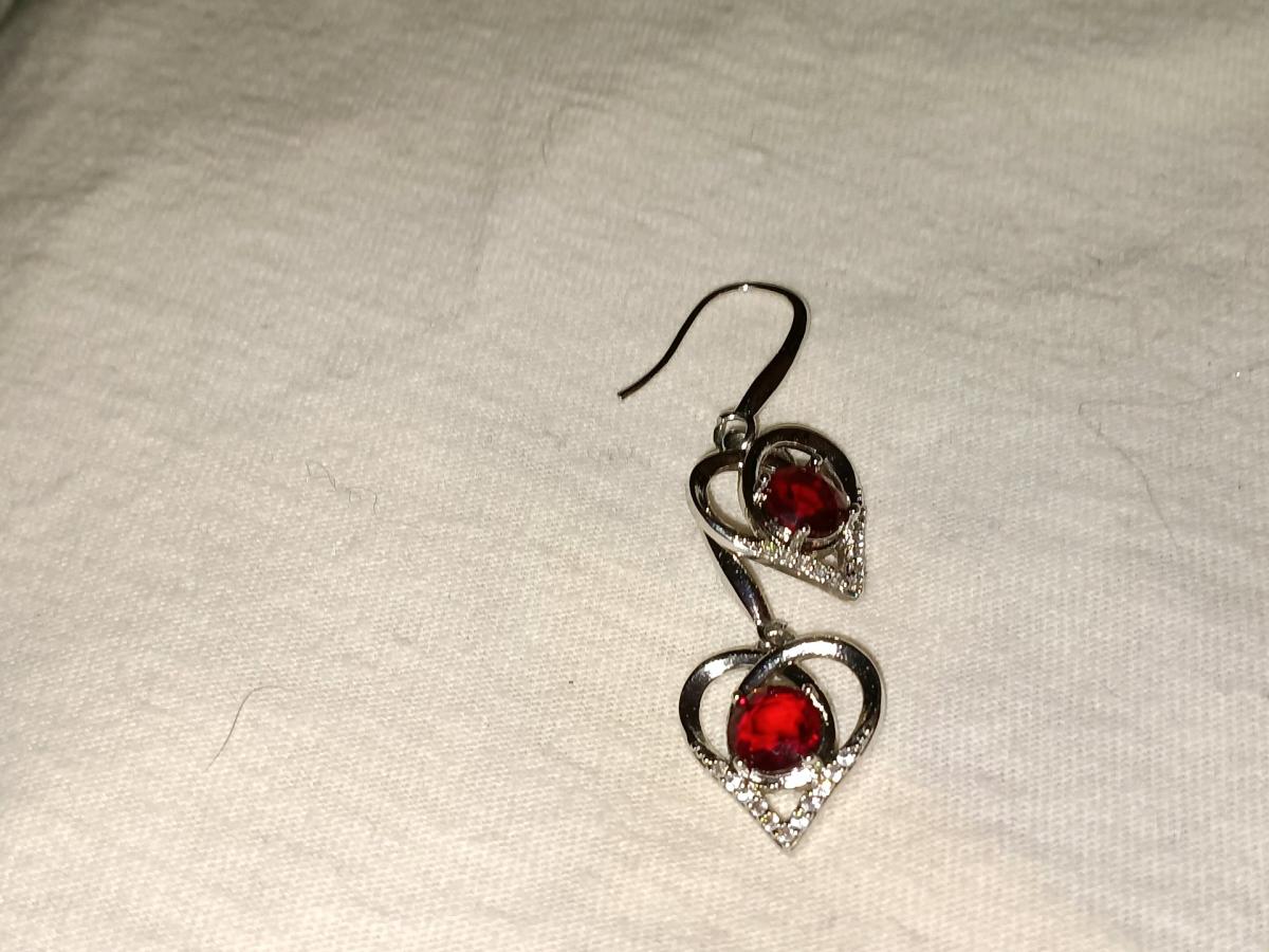 Heart Earrings with red stone - Hayward, California
