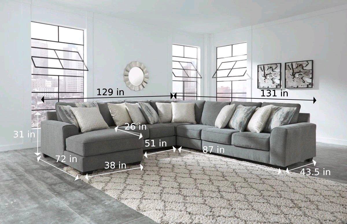 Ashley Castano 5Piece Gray Sectional Sofa w Chaise