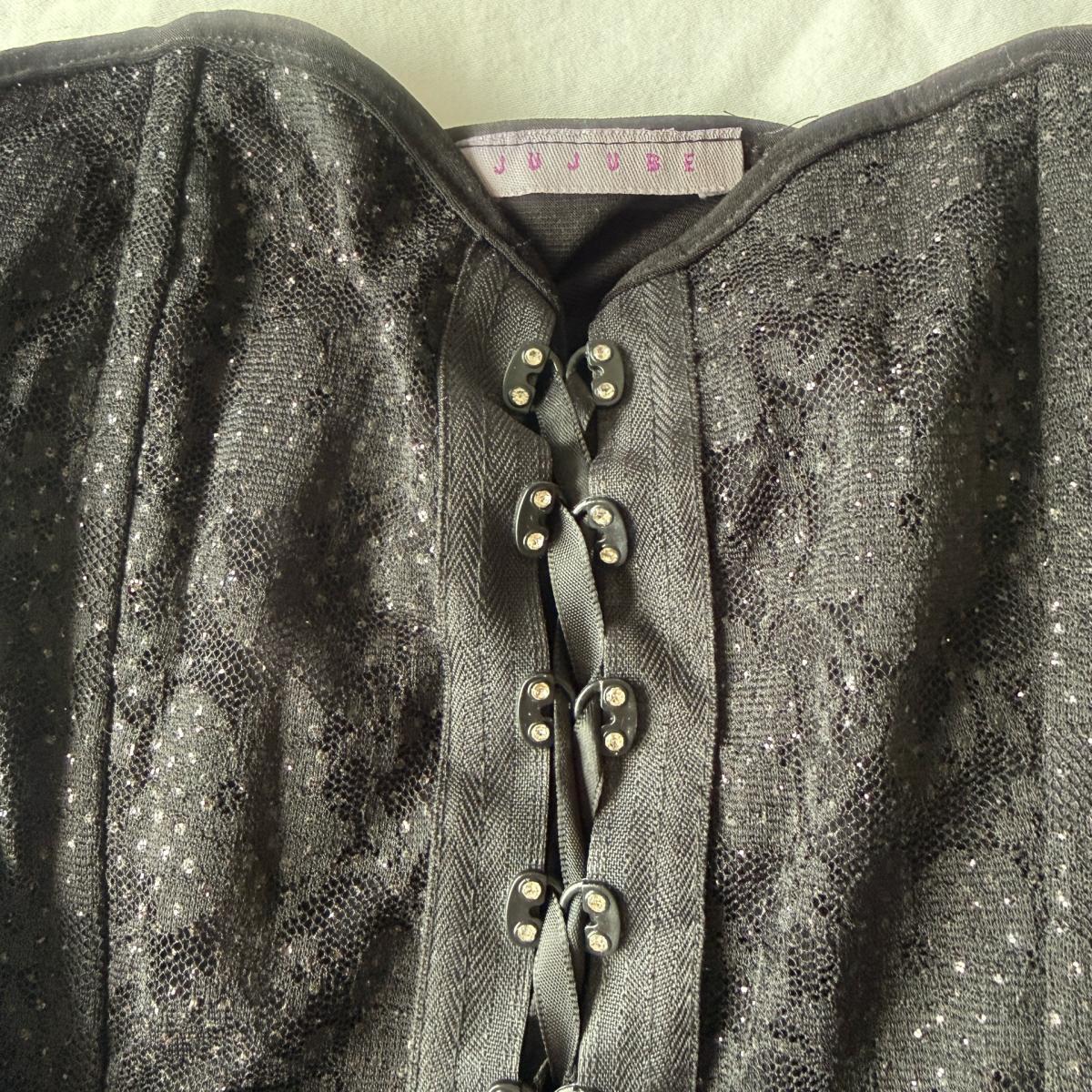 Black Lace Strapless Corset Bustier Top Boned Front Hook Clo - Los Angeles, California - FleaMarketBay