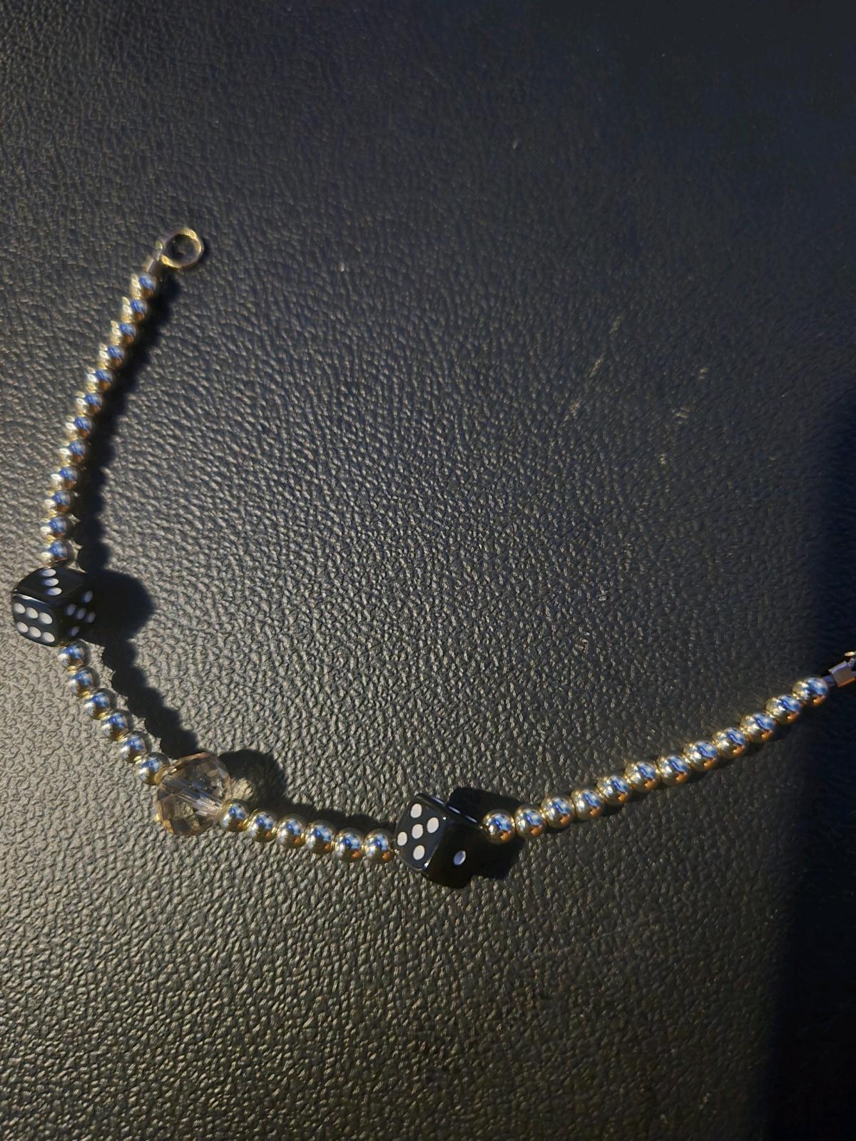 14kt Gold Filled Crystal Beaded Bracelet with Dices - Garysburg, North Carolina - FleaMarketBay