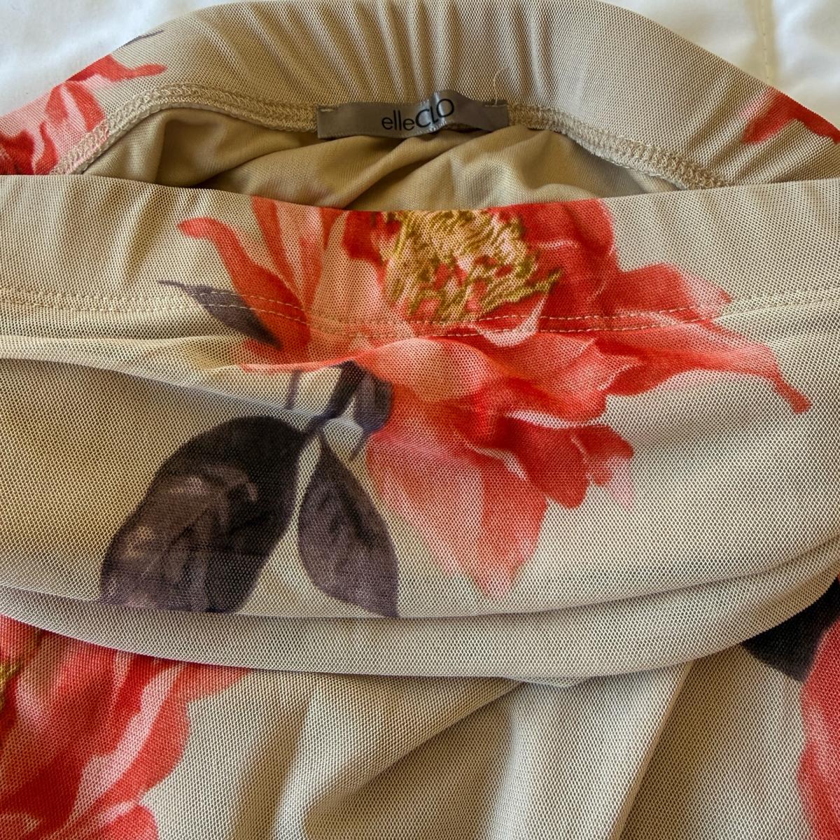 ElleCLO Strapless Floral Mesh Bodycon Midi Dress - Los Angeles, California - FleaMarketBay