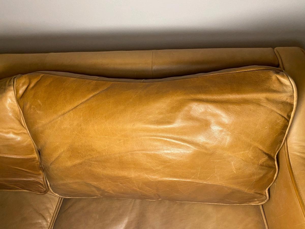 West Elm Leather Sofa 3Seat CamelTan 700 Delivery Available - Adams, New York - FleaMarketBay