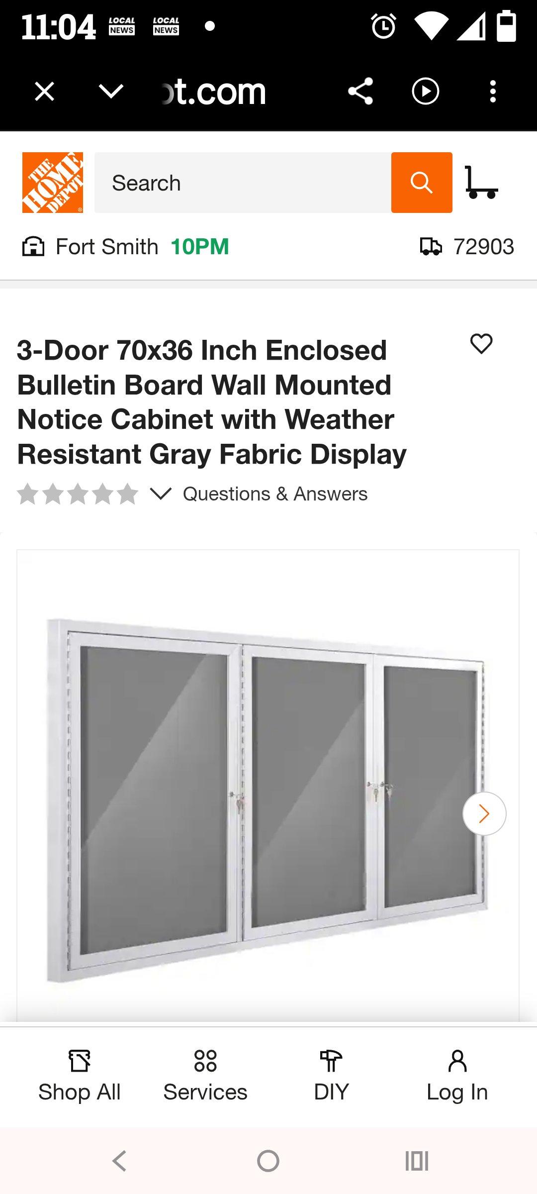 5x3 3 Door Enclosed Bulletin Board Cabinet w Fabric Display - Fort Smith, Arkansas - FleaMarketBay