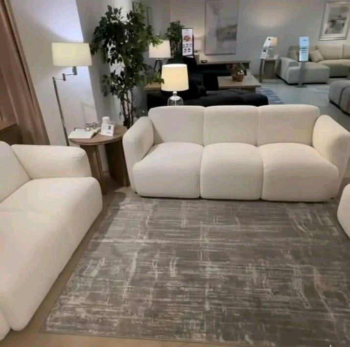 Modern White Sofa Set  Sculptural Design  Premium Comfort - Miami, Florida - FleaMarketBay
