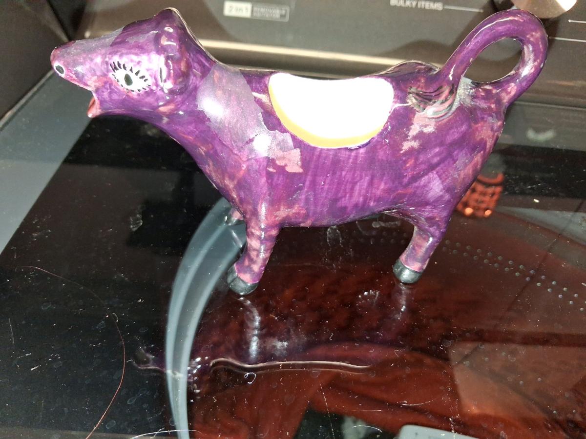 rare marked brayton laguna pottery purple cow creamer