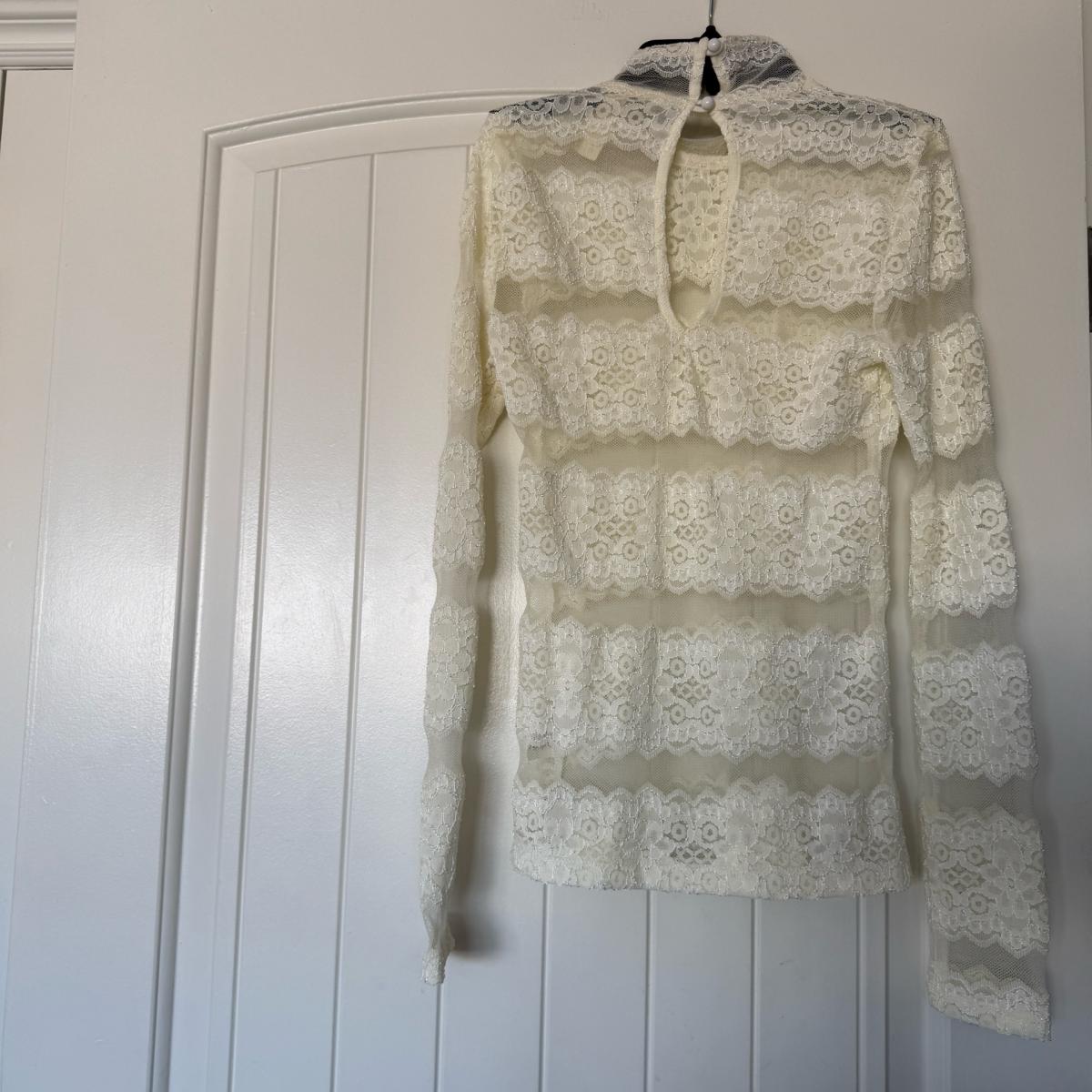 Romantic VintageInspired Ivory Lace HighNeck Blouse Sheet - Los Angeles, California - FleaMarketBay