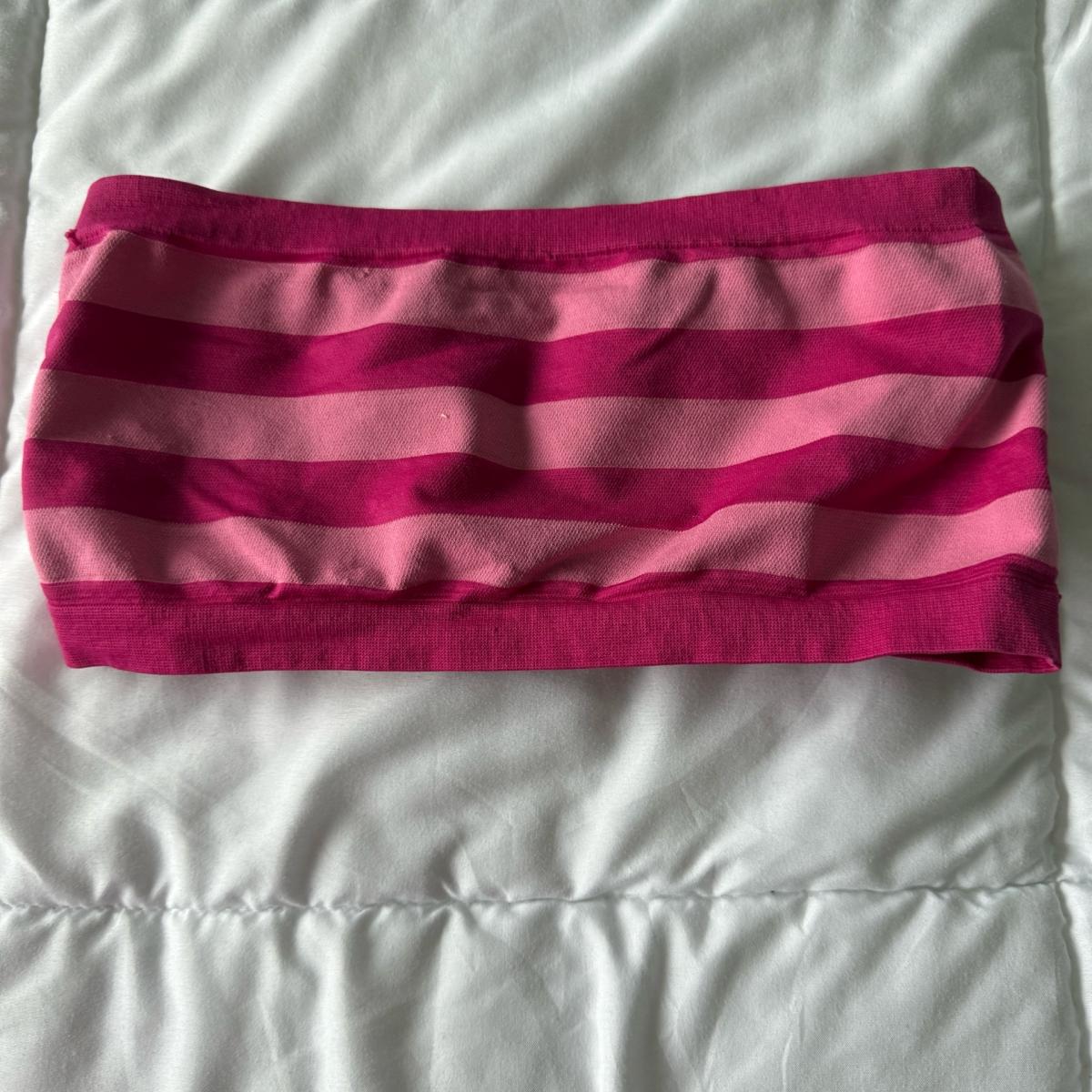 Pink Striped Bandeau Tube Top  Strapless Bralette  Ruched - Los Angeles, California - FleaMarketBay