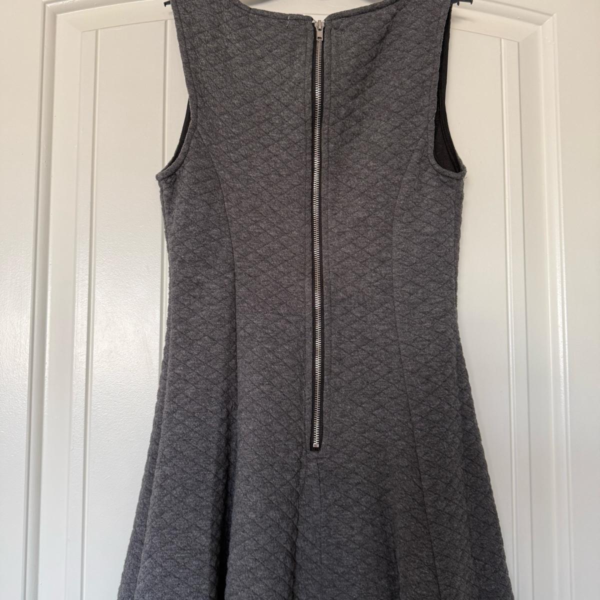 Minimalist Charcoal Quilted Skater Dress  Soft Texture - Los Angeles, California - FleaMarketBay