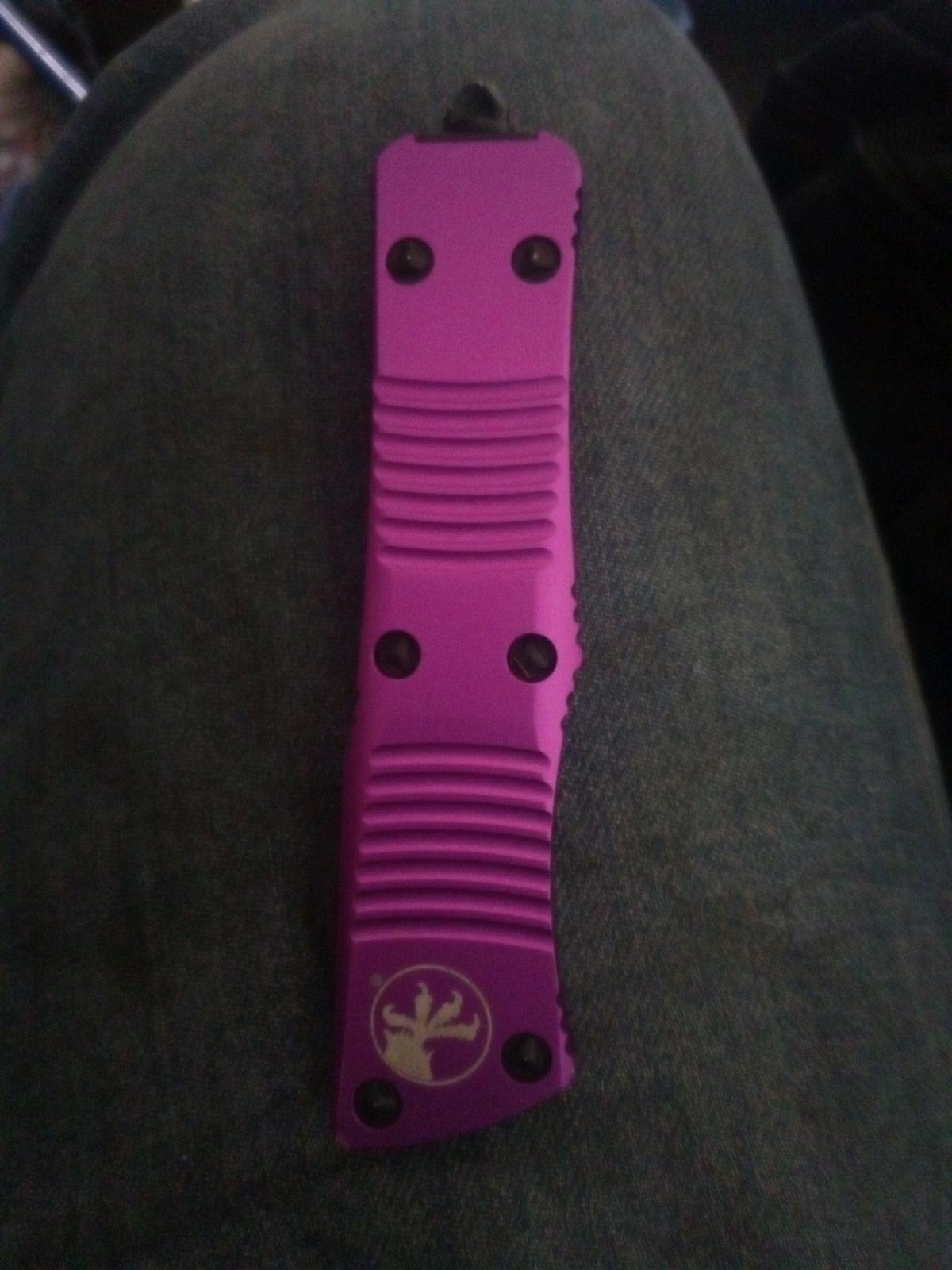 MICROTECH VIOLET UTX85 TANTO OTF AUTO KNIFE BLACK BLADE