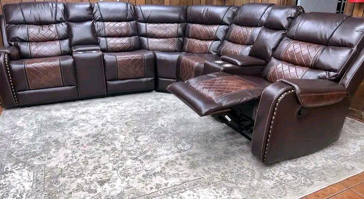 Brown Leather Sectional Recliner  New  Cup Holders  ONLY 53 - Miami, Florida - FleaMarketBay