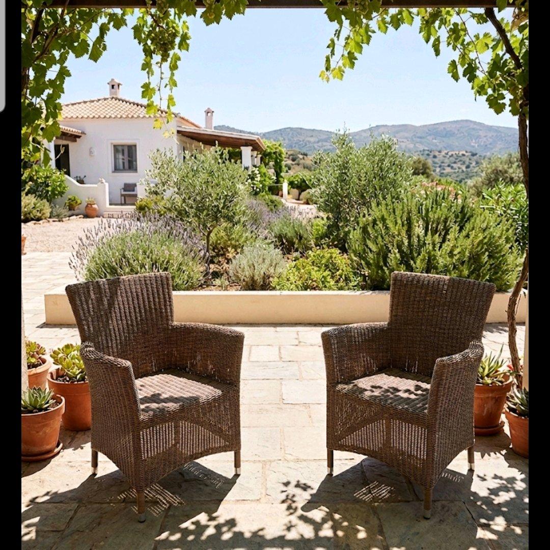 set of 2 brown wicker chairs