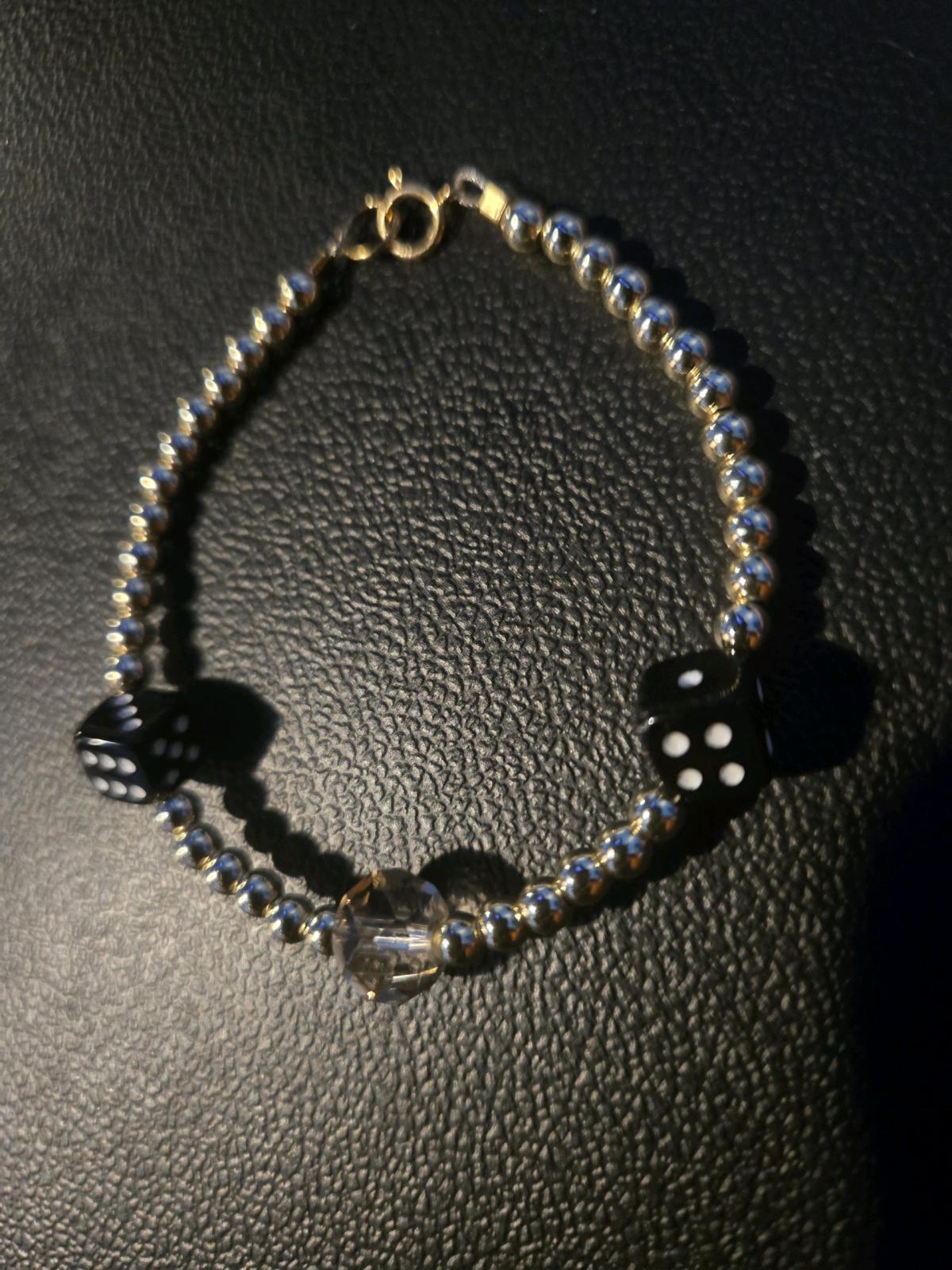 14kt Gold Filled Crystal Beaded Bracelet with Dices