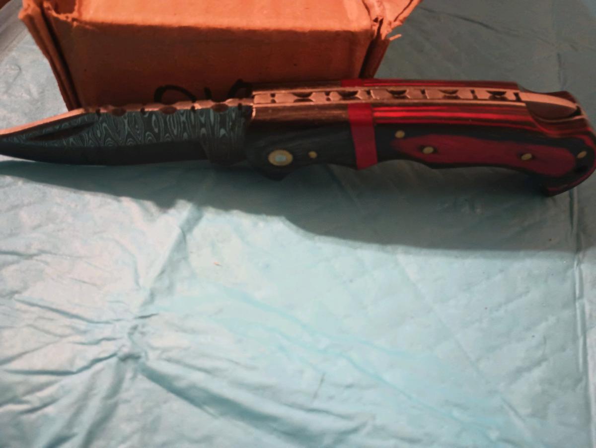 hand forged buck pocket knife with custom leather sheath - Staunton, Virginia - FleaMarketBay