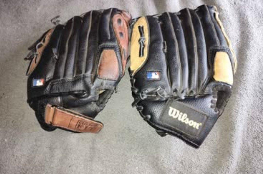 2 genuine leather baseball gloves - Red Bluff, California - FleaMarketBay