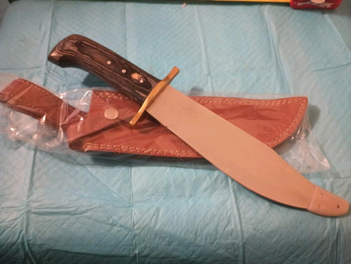 15in Bowie knife with leather sheath