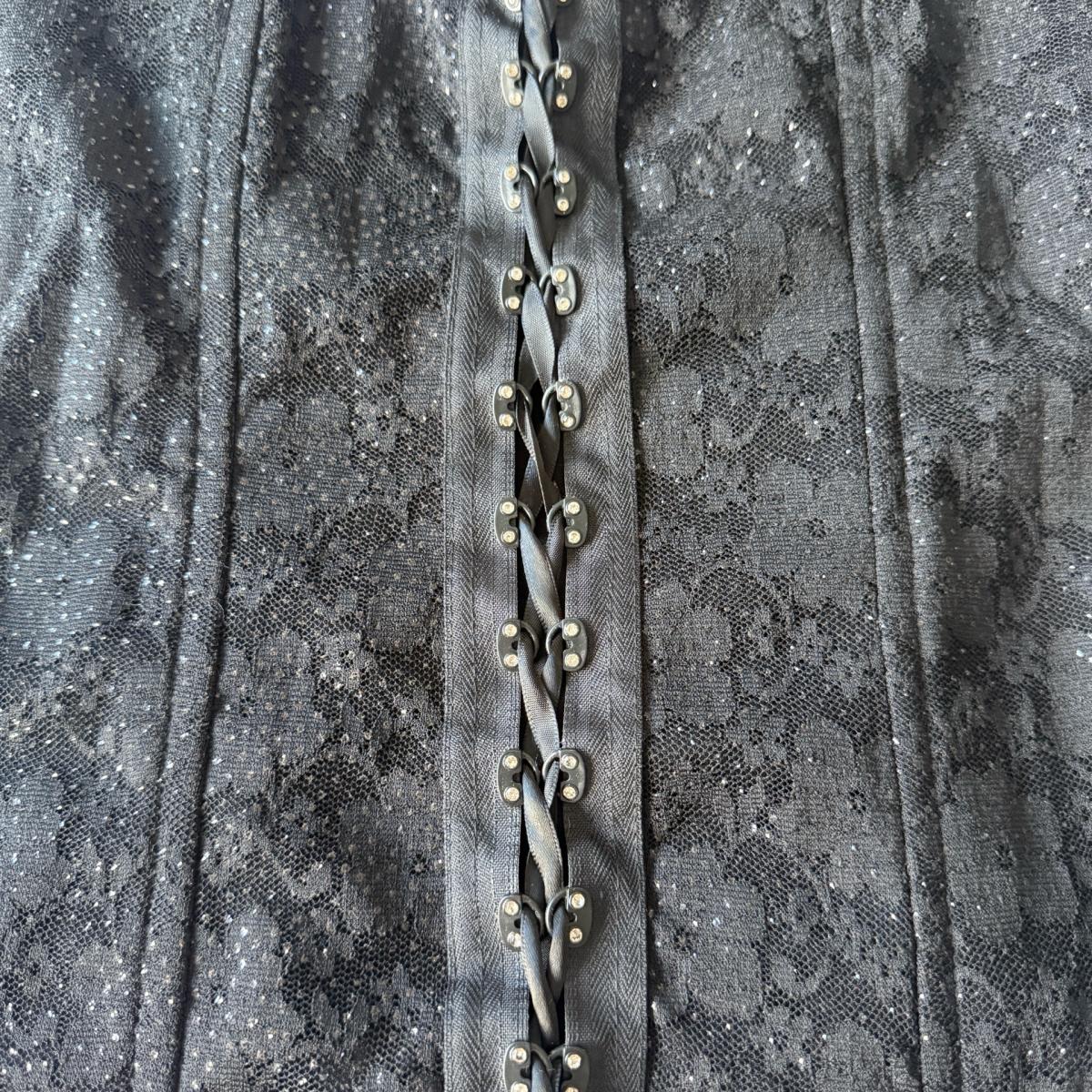 Black Lace Strapless Corset Bustier Top Boned Front Hook Clo - Los Angeles, California - FleaMarketBay