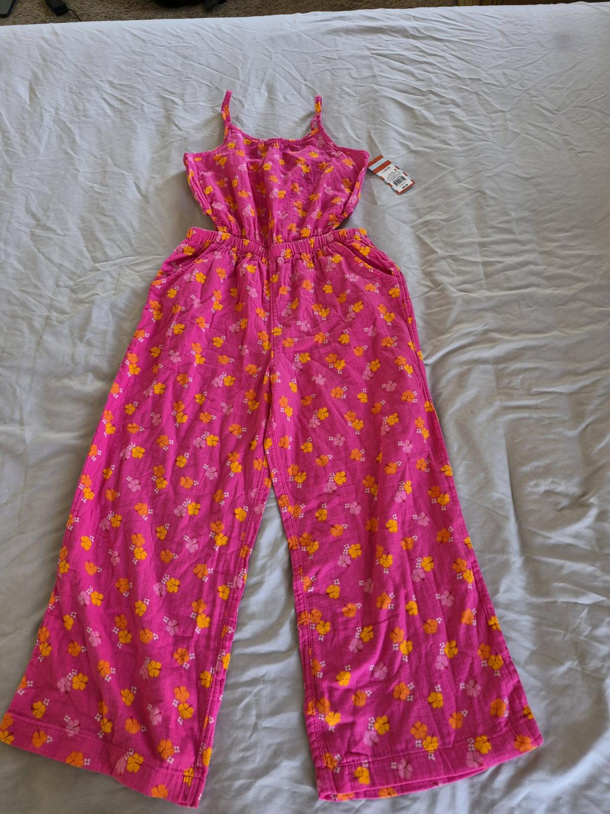 Girls Cat Jack Pink Floral Jumpsuit Size L 1012 NWT Pockets - Winston Salem, North Carolina