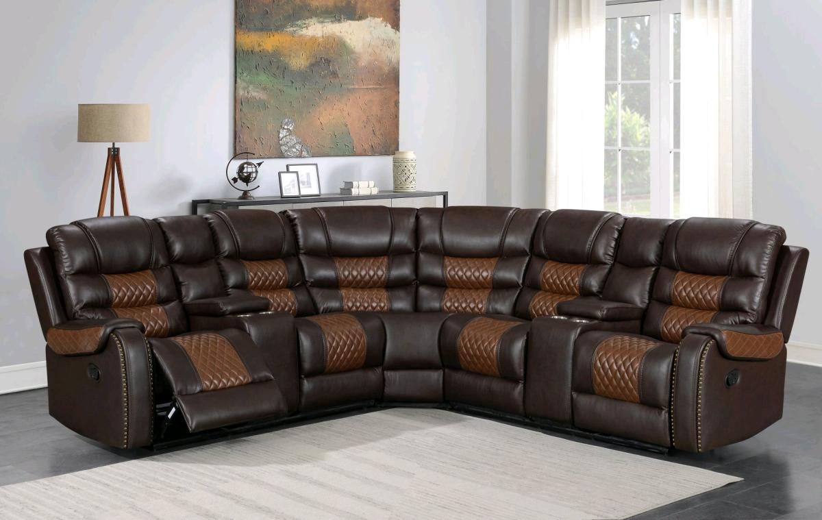 Brown Leather Sectional Recliner  New  Cup Holders  ONLY 53 - Miami, Florida - FleaMarketBay
