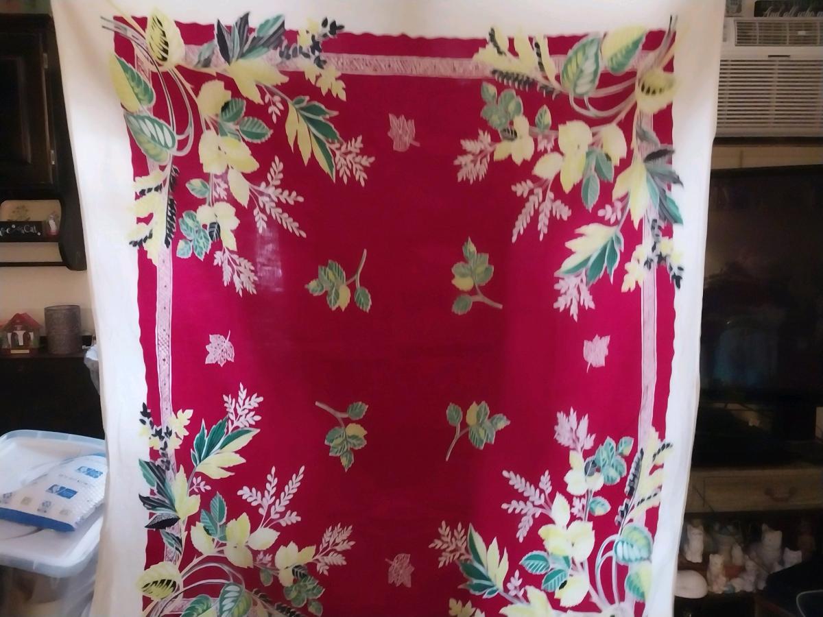 Vintage card table sized table cloth